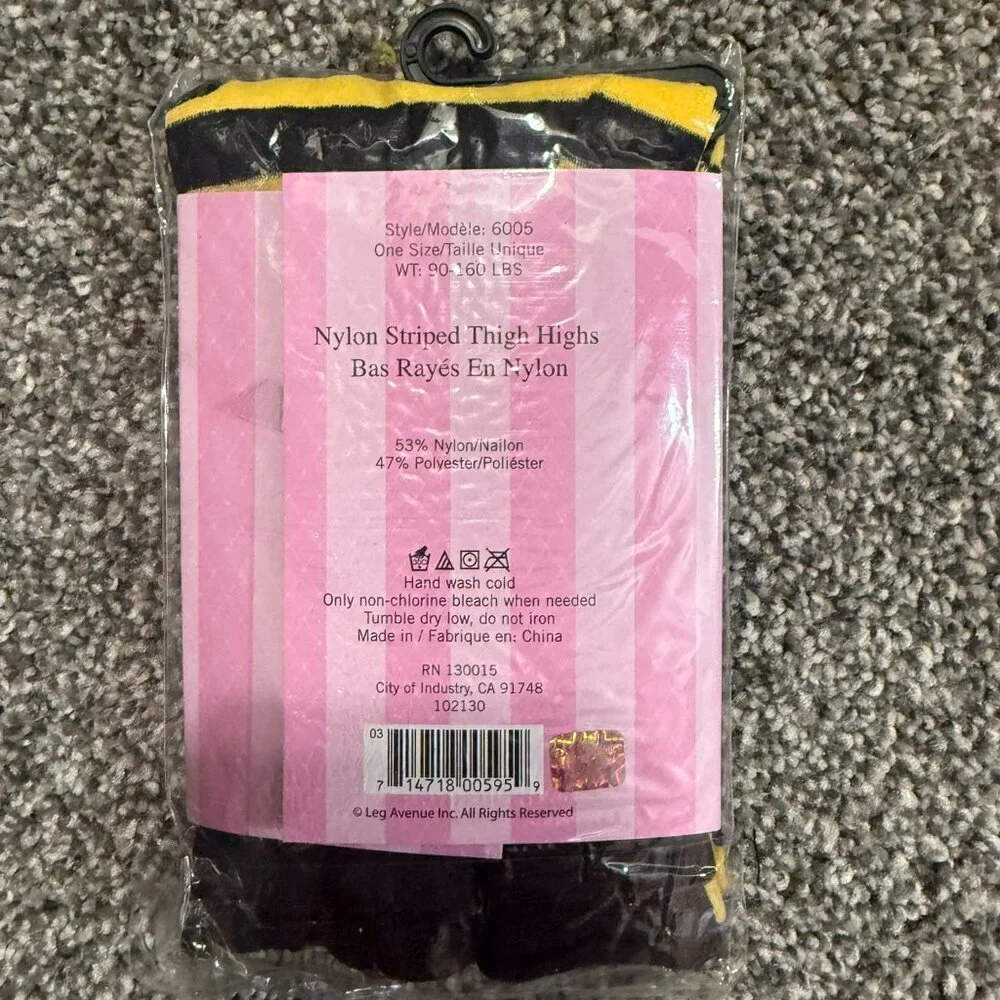 Black & Yellow thigh high tights - NWT